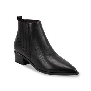 Marc Fisher Black Leather Pointed Toe Chelsea Ankle Boot